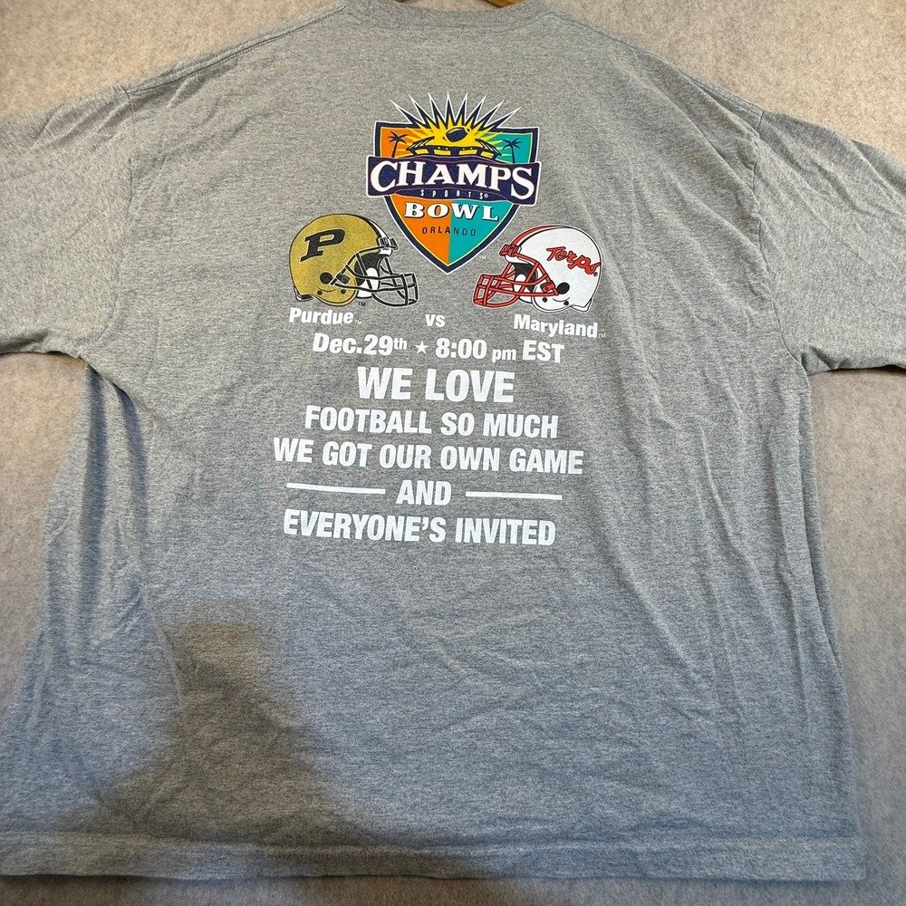 Vintage Champs Sports Bowl Purdue vs Maryland T-Shirt Gray XXL NCAA Football - Picture 7 of 8